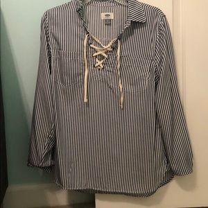 Blue and white stripped long sleeve top